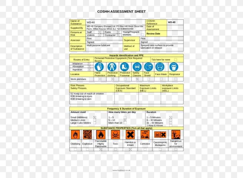 COSHH Risk Assessment Hazard Template, PNG, 424x600px, Coshh, Architectural Engineering, Area, Computer Software, Document Download Free