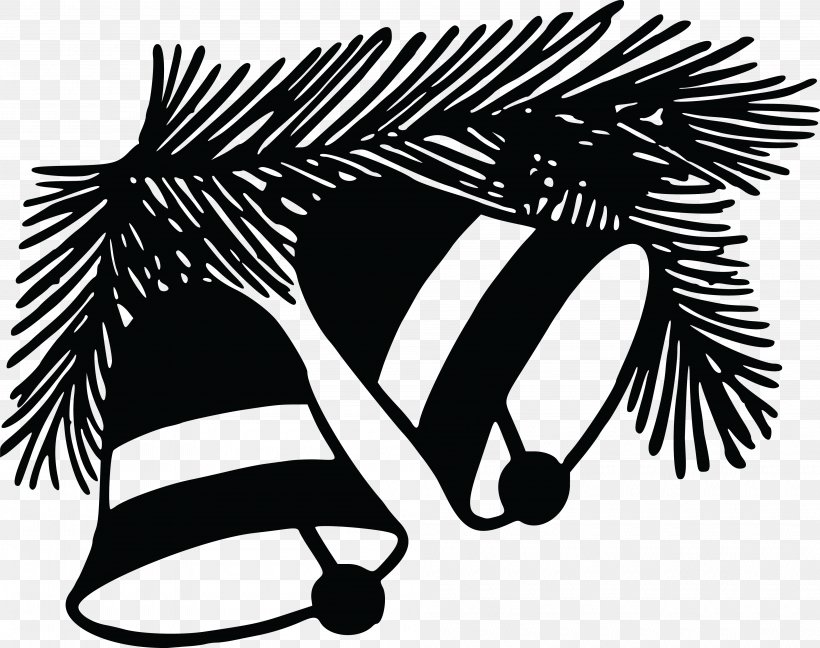 Black And White Christmas Jingle Bell Clip Art, PNG, 4000x3163px, Black And White, Bell, Christmas, Christmas Tree, Drawing Download Free