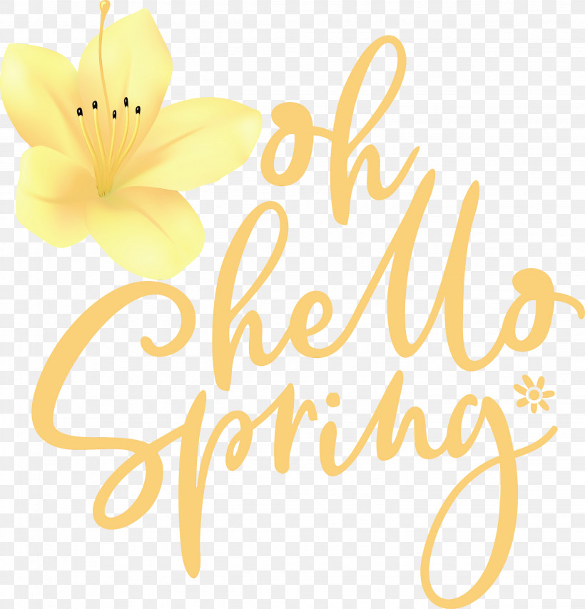Floral Design, PNG, 2878x3000px, Hello Spring, Calligraphy, Floral Design, Flower, Green Download Free