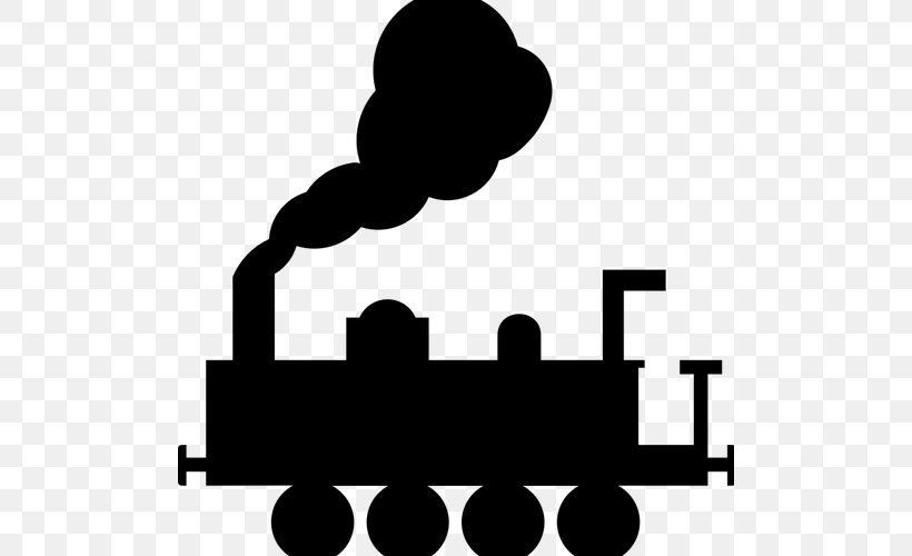 Train Rail Transport Steam Locomotive Clip Art, PNG, 500x500px, Train, Area, Black, Black And White, Brand Download Free