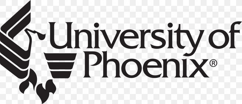 University Of Phoenix Student Logo, PNG, 3050x1317px, University Of Phoenix, Area, Black, Black And White, Brand Download Free