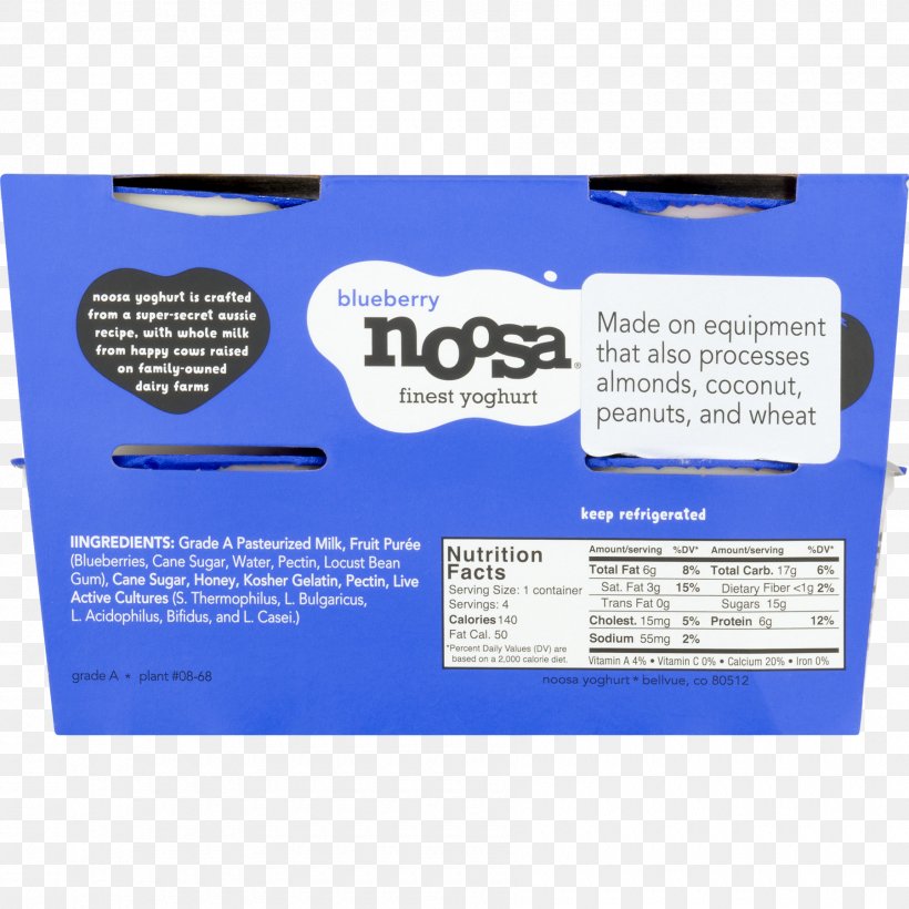 Frozen Yogurt Milk Noosa Yoghurt Nutrition Facts Label, PNG, 1800x1800px, Frozen Yogurt, Activia, Blue, Blueberry, Brand Download Free