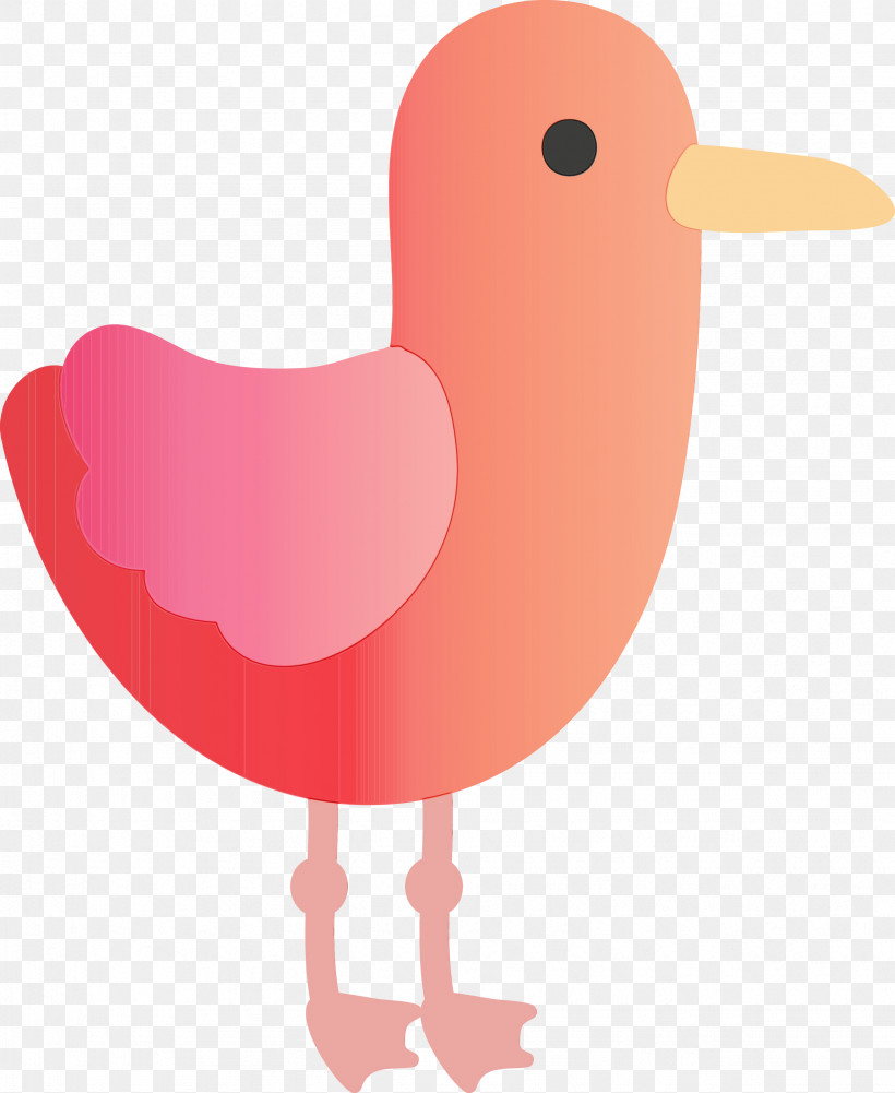 Pink Cartoon Bird Water Bird Heart, PNG, 2455x2999px, Watercolor, Bird, Cartoon, Heart, Paint Download Free