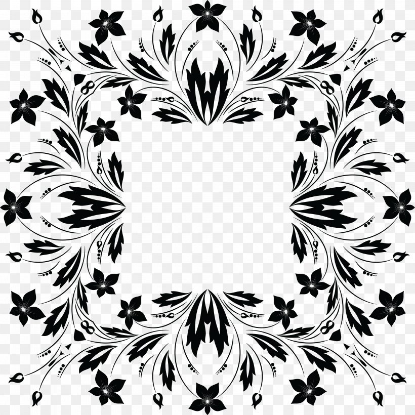 Floral Design Flower Clip Art, PNG, 4000x4000px, Floral Design, Black, Black And White, Branch, Color Download Free