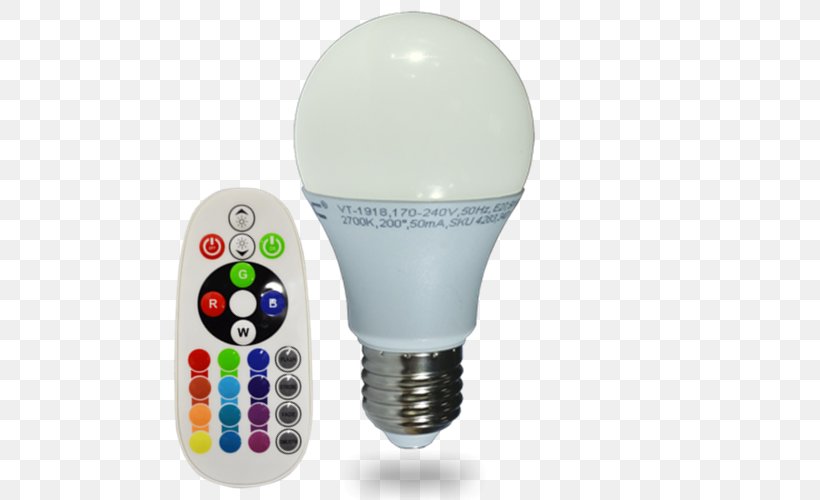 Incandescent Light Bulb LED Lamp Light-emitting Diode Remote Controls, PNG, 500x500px, Light, Dimmer, Edison Screw, Incandescent Light Bulb, Infrared Download Free