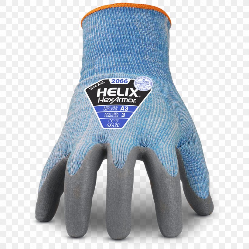 Glove HexArmor Helix 2066 Cut A3 Finger International Safety Equipment Association, PNG, 1200x1200px, Glove, Bicycle Glove, Coating, Cold, Finger Download Free