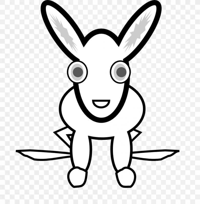 White Rabbit Hare Clip Art, PNG, 999x1023px, White Rabbit, Area, Black And White, Domestic Rabbit, Drawing Download Free