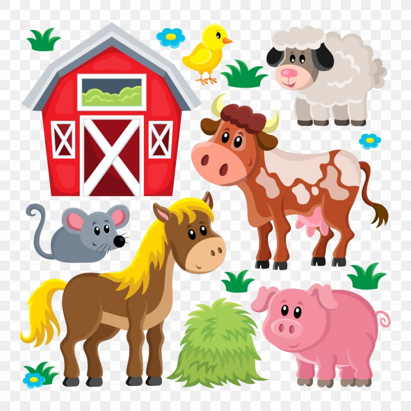 Domestic Pig Livestock Sheep Farm Clip Art, PNG, 1000x1000px, Domestic Pig, Animal Figure, Barn, Cattle Like Mammal, Clip Art Download Free