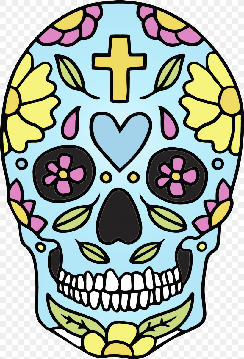 Flower Yellow Pattern Meter, PNG, 2037x3000px, Skull, Cinco De Mayo, Flower, Meter, Mexico Download Free