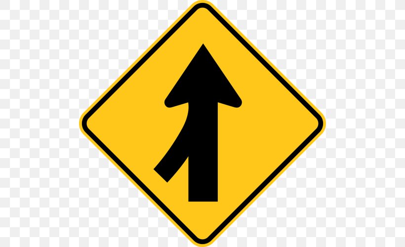 Traffic Sign Merge Road Warning Sign, PNG, 500x500px, Traffic Sign, Carriageway, Highway, Lane, Merge Download Free