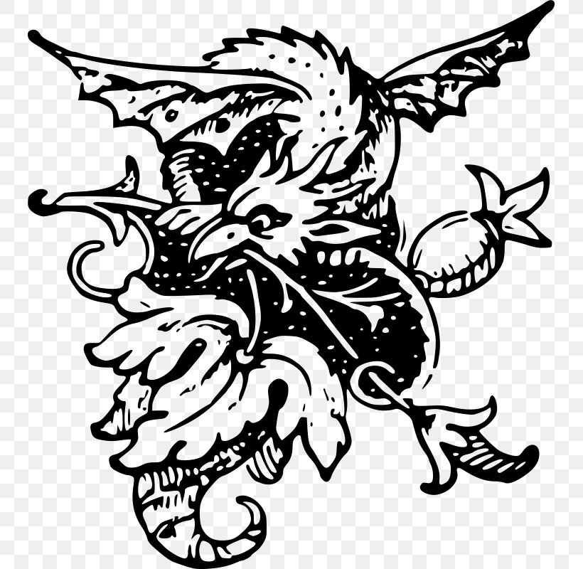 Black And White Public Domain Dragon Clip Art, PNG, 742x800px, Black And White, Art, Artwork, Dragon, Fictional Character Download Free