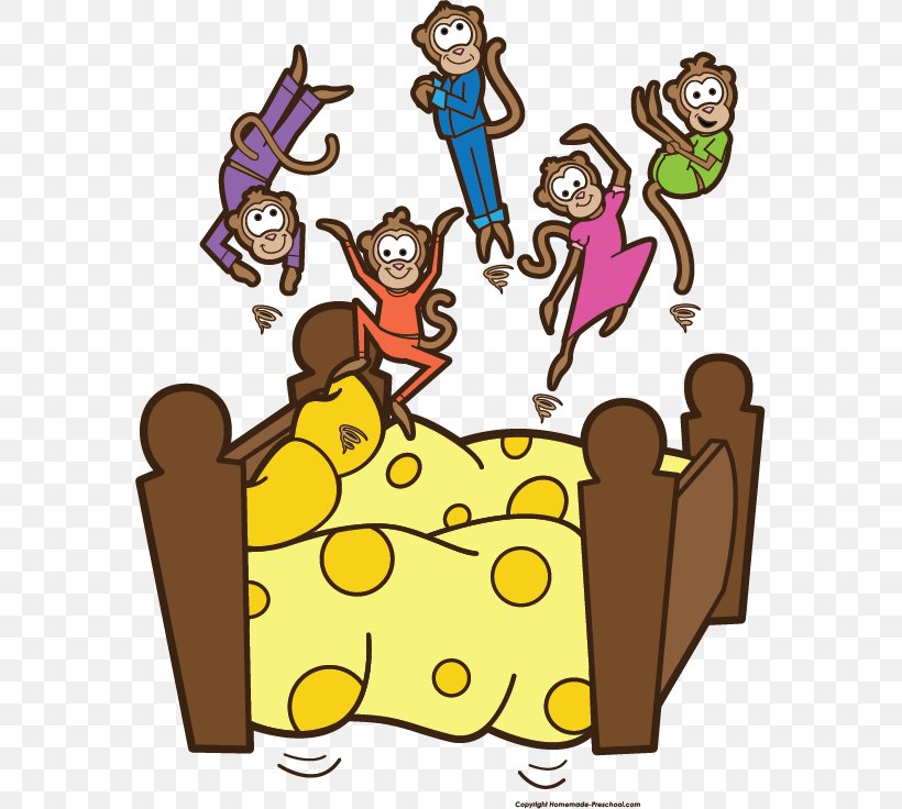 Five Little Monkeys Jumping On The Bed Clip Art, PNG, 573x736px, Five Little Monkeys, Area, Art, Artwork, Bed Download Free