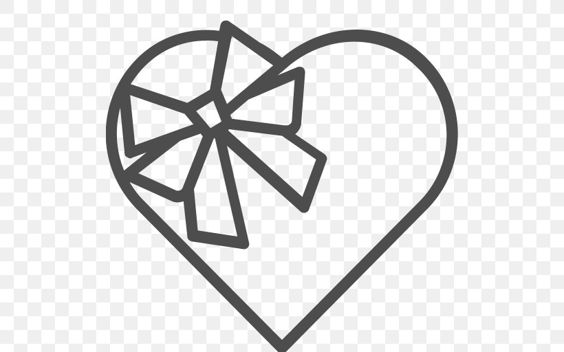Heart Gift Computer Icons Valentine's Day, PNG, 512x512px, Heart, Area, Black And White, Chocolate, Gift Download Free