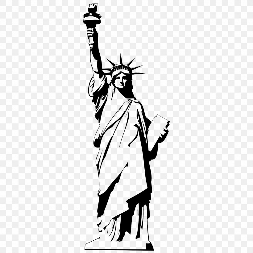 Statue Of Liberty Drawing Clip Art, PNG, 1500x1500px, Statue Of Liberty, Art, Black And White, Cartoon, Drawing Download Free