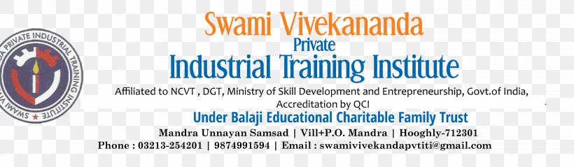 Swami Vivekananda Private Industrial Training Institution Chakulia Education Pora Bazar, PNG, 7599x2224px, Swami, Blue, Brand, College, Education Download Free
