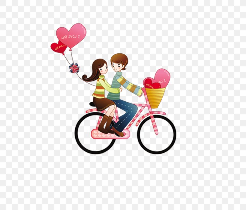 Cartoon Couple Cyclist, PNG, 700x700px, Couple, Art, Balloon, Bicycle, Bicycle Accessory Download Free
