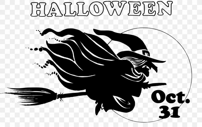 Halloween Witchcraft Trick-or-treating Clip Art, PNG, 850x538px, Halloween, Art, Black, Black And White, Brand Download Free
