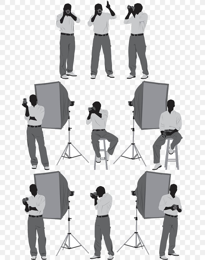 Photographer Photography Silhouette Photographic Studio Illustration, PNG, 645x1040px, Photographer, Arm, Black And White, Business, Communication Download Free