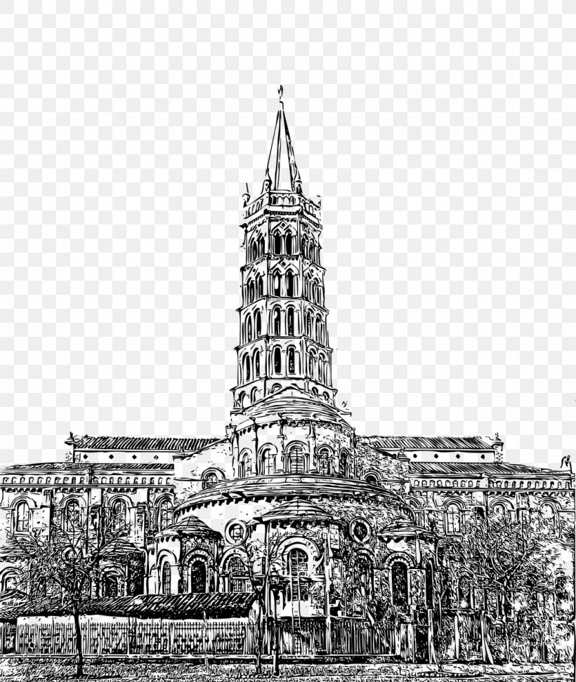 Church Cartoon, PNG, 1079x1280px, Toulouse, Architecture, Basilica, Bell Tower, Black And White Download Free