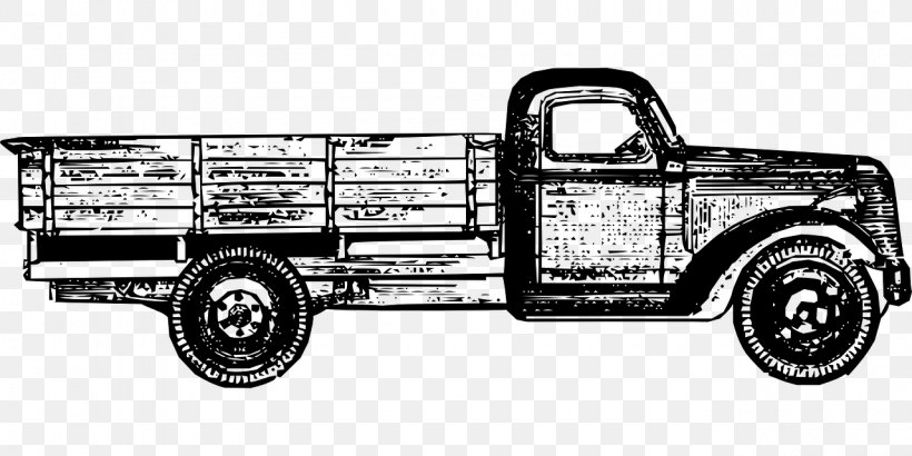 Pickup Truck Cargo Semi-trailer Truck, PNG, 1280x640px, Pickup Truck, Automotive Design, Automotive Exterior, Automotive Tire, Black And White Download Free