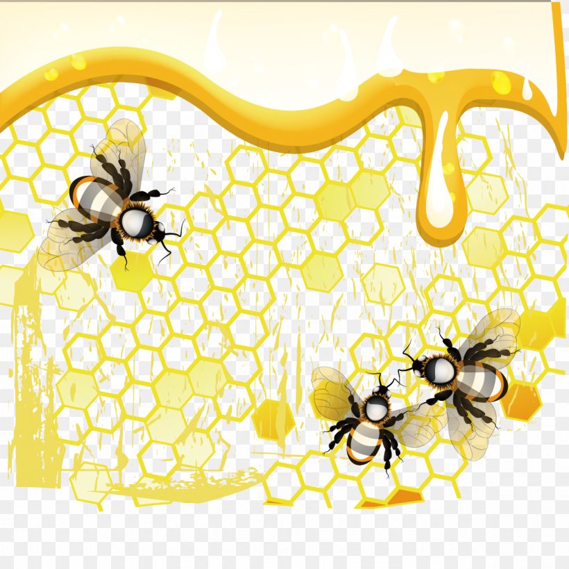 Honey Bee Honeycomb, PNG, 1181x1181px, Bee, Butterfly, Honey, Honey Bee, Honeycomb Download Free