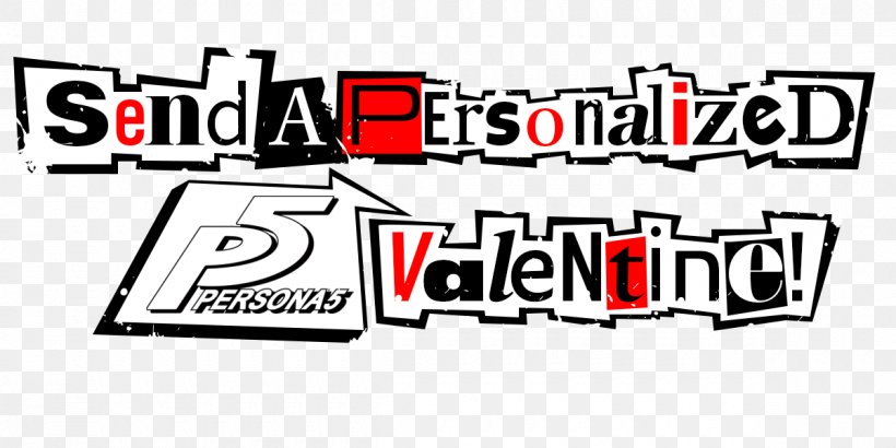 Persona 5 PlayStation 3 PlayStation 4 Valentine's Day Font, PNG, 1200x600px, Persona 5, Area, Atlus, Black And White, Brand Download Free