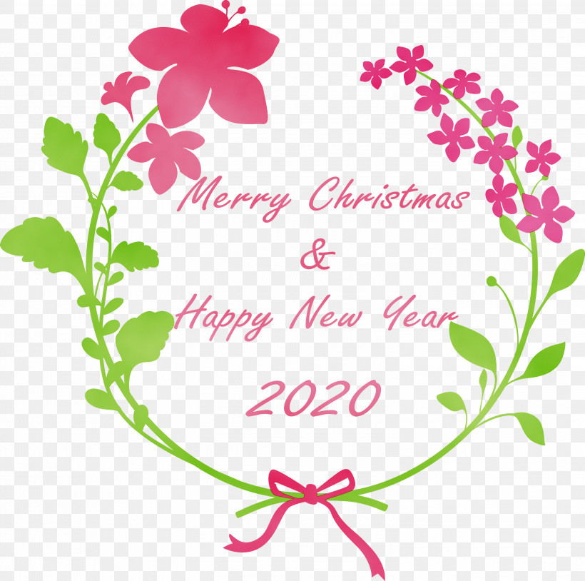 Pink Text Flower Plant Font, PNG, 3000x2980px, 2020, Happy New Year 2020, Flower, New Years 2020, Paint Download Free