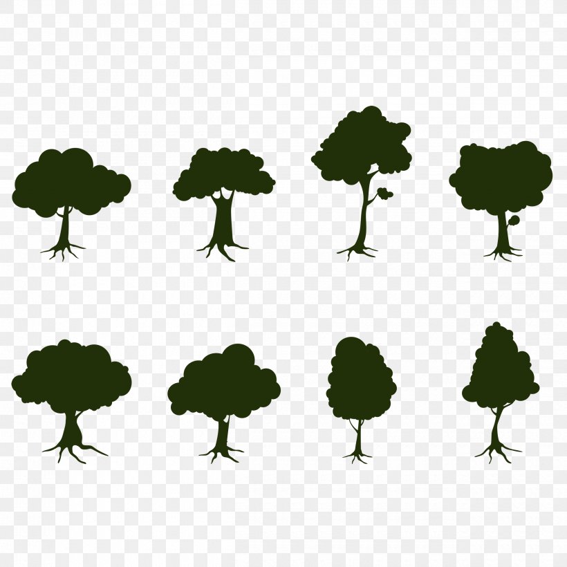 Silhouette Illustration Tree Vector Graphics Image, PNG, 2500x2500px, Silhouette, Grass, Green, Leaf, Plant Download Free