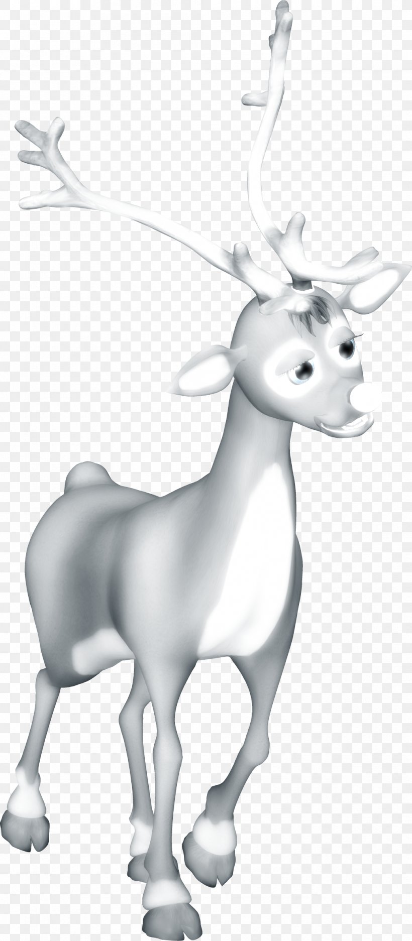 Reindeer Clip Art, PNG, 1039x2375px, Deer, Antler, Art, Black And White, Christmas Download Free