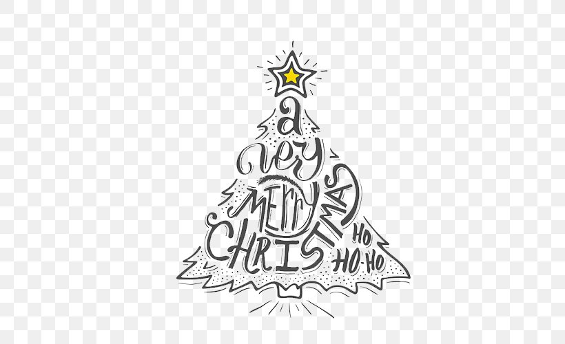 Hand-painted Christmas Tree Design Elements, PNG, 500x500px, Christmas, Area, Art, Black And White, Brand Download Free