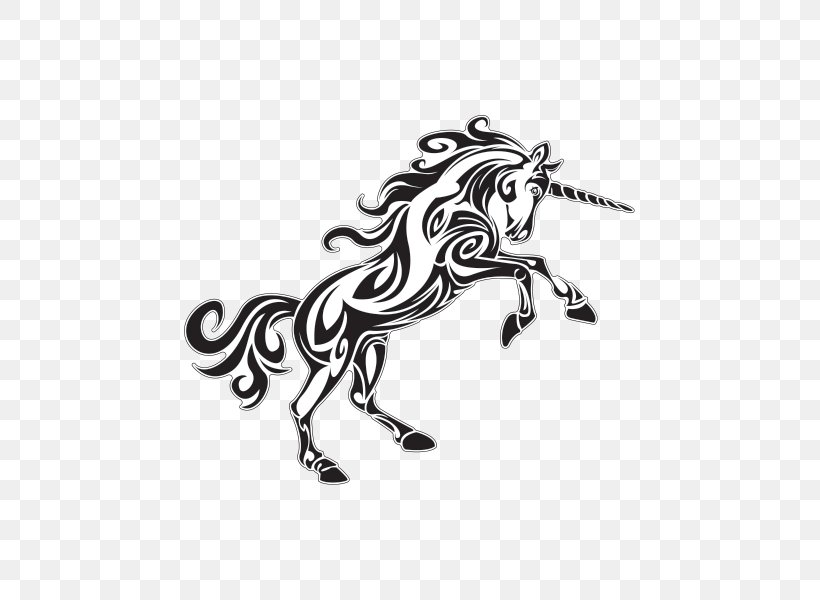 Unicorn Sticker Mustang Printing Line Art, PNG, 600x600px, 2019 Ford Mustang, Unicorn, Art, Black And White, Carnivoran Download Free