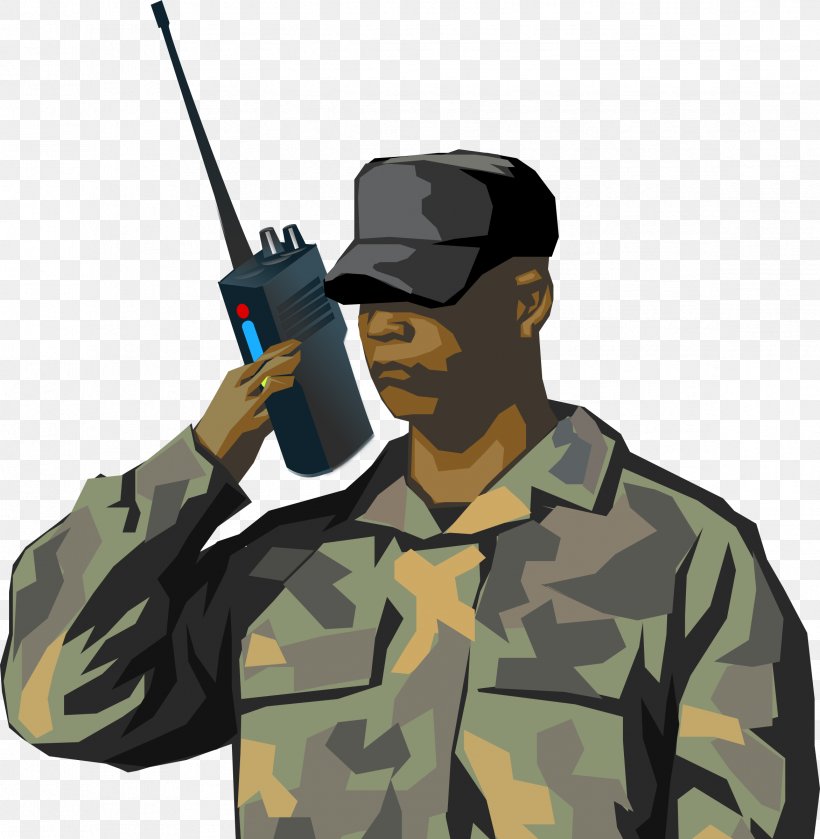 Walkie-talkie Soldier Radio Clip Art, PNG, 2343x2400px, Walkietalkie, Army, Communication, Free Content, Infantry Download Free