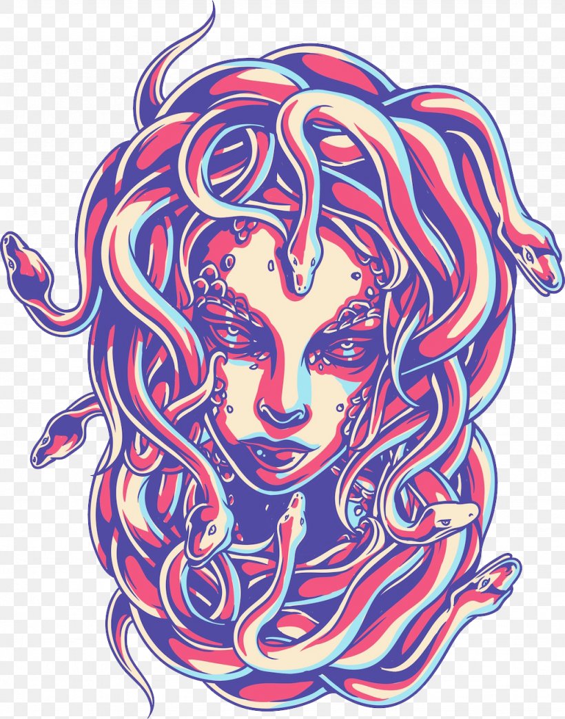 Medusa T-shirt Greek Mythology, PNG, 1024x1304px, Watercolor, Cartoon, Flower, Frame, Heart Download Free