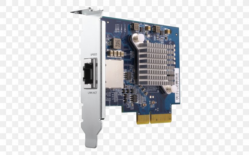 QNAP Systems, Inc. 10 Gigabit Ethernet PCI Express Network Storage Systems Expansion Card, PNG, 4500x2813px, 10 Gigabit Ethernet, Qnap Systems Inc, Category 6 Cable, Computer Component, Computer Hardware Download Free