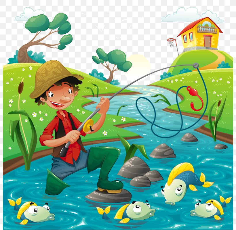 Cartoon Fisherman Illustration, PNG, 800x800px, Cartoon, Art, Child Art, Fisherman, Fishing Download Free