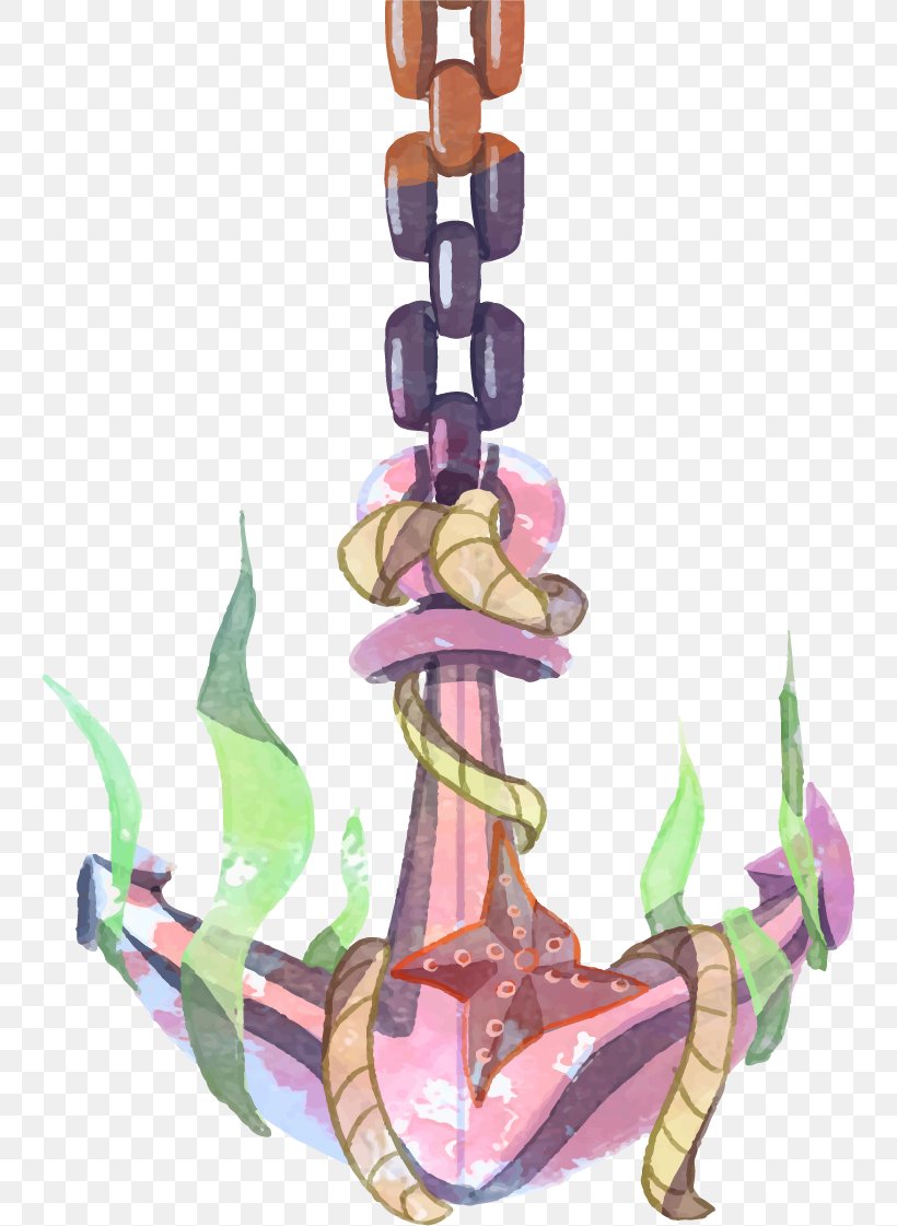 Anchor Watercolor Painting Illustration, PNG, 743x1121px, Anchor, Art, Cartoon, Painting, Pink Download Free