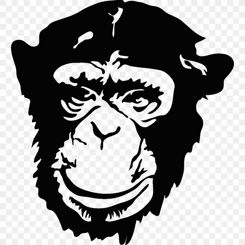 Chimpanzee Sticker Drawing Monkey, PNG, 1200x1200px, Watercolor, Cartoon, Flower, Frame, Heart Download Free