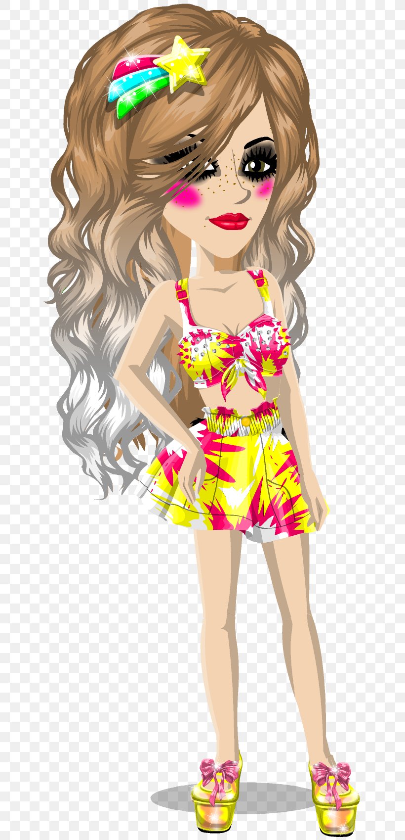 MovieStarPlanet Barbie Video Game Brown Hair, PNG, 666x1698px, Watercolor, Cartoon, Flower, Frame, Heart Download Free