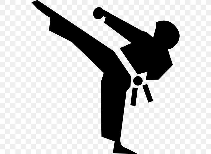 Martial Arts Karate Kick Clip Art, PNG, 576x598px, Martial Arts, Arm, Black And White, Blog, Free Content Download Free