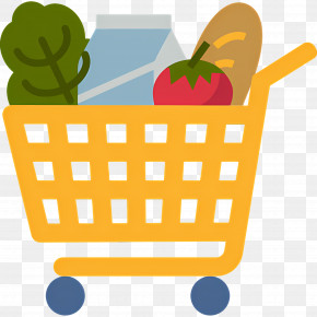 Shopping Cart - Shopping Cart Filled With Groceries Illustration PNG