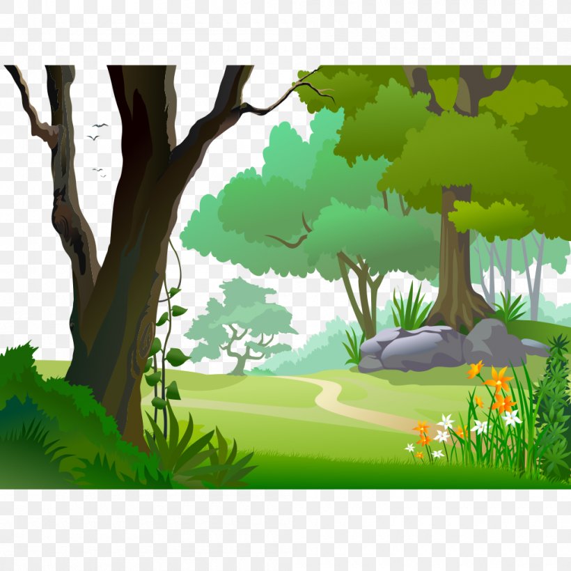 Clip Art Vector Graphics Desktop Wallpaper Forest Image, PNG, 1000x1000px,  Forest, Cartoon, Drawing, Grass, Grassland Download