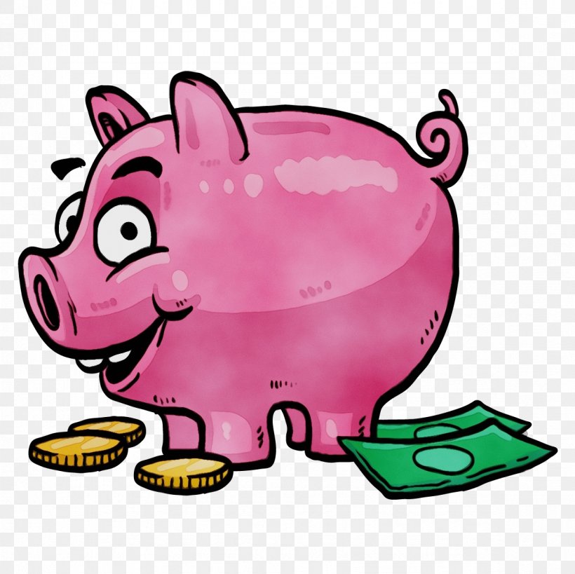 Piggy Bank, PNG, 1181x1181px, Watercolor, Cartoon, Domestic Pig, Money Handling, Paint Download Free