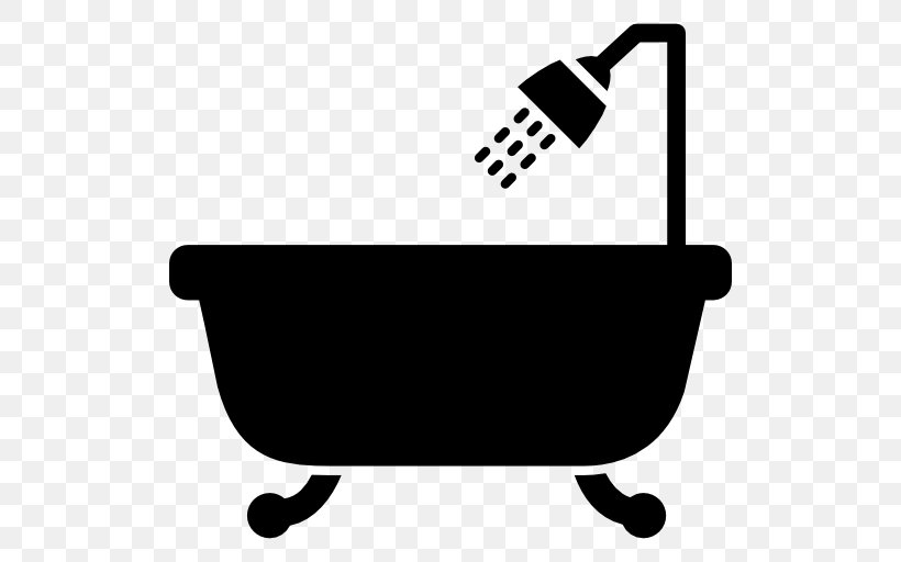 Bathtub Bathroom Shower House, PNG, 512x512px, Bathtub, Bathroom, Bedroom, Black, Black And White Download Free