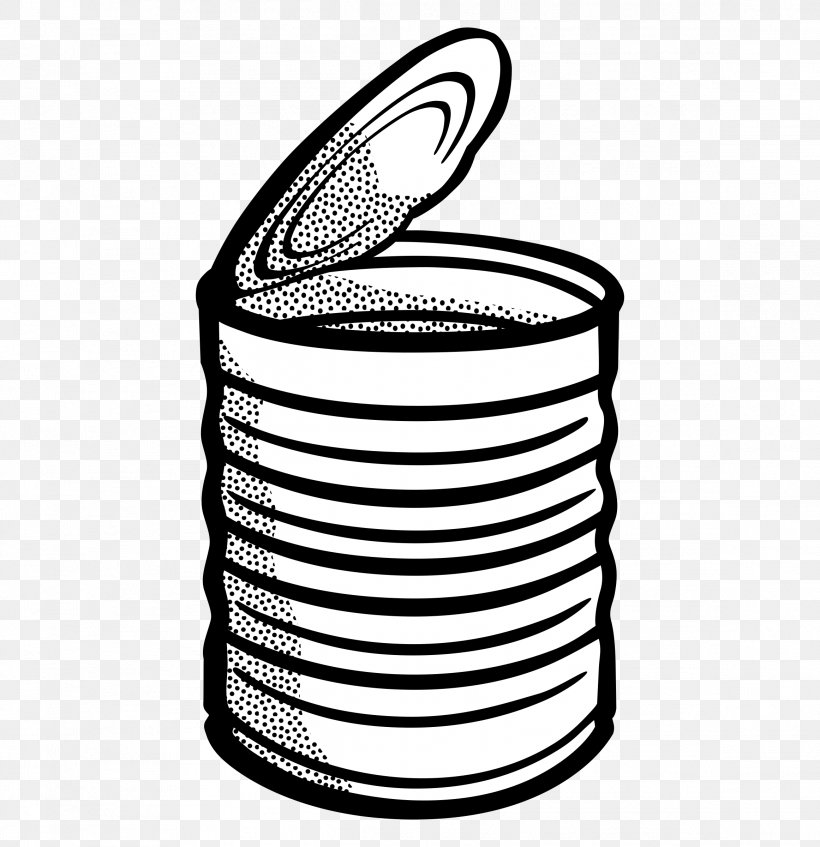 Tin Can Beverage Can Clip Art, PNG, 2323x2400px, Tin Can, Beverage Can, Black And White, Drawing, Monochrome Download Free