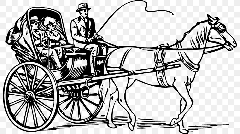 Carriage Horse Cart Drawing, PNG, 800x460px, Car, Art, Black And White, Bridle, Carriage Download Free