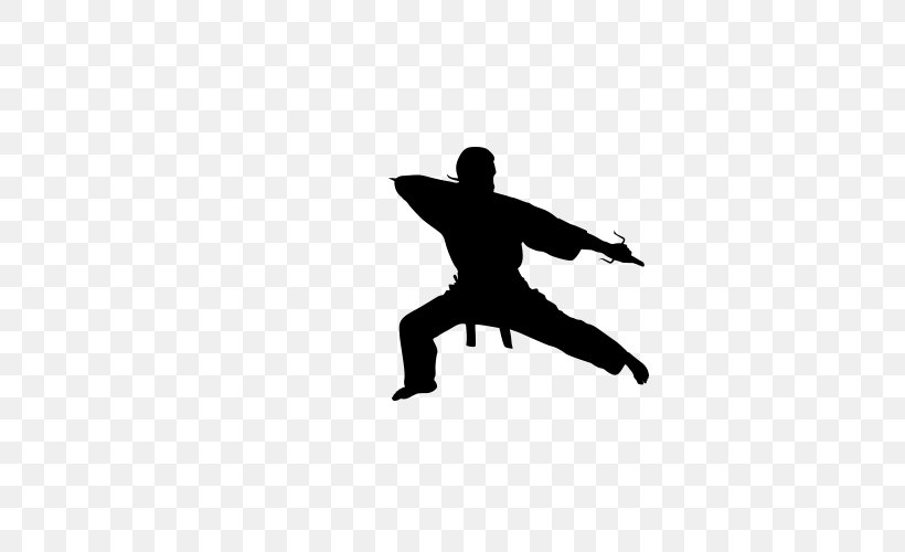 Martial Arts Kung Fu Silhouette, PNG, 500x500px, Martial Arts, Black, Black And White, Boxing, Bruce Lee Download Free