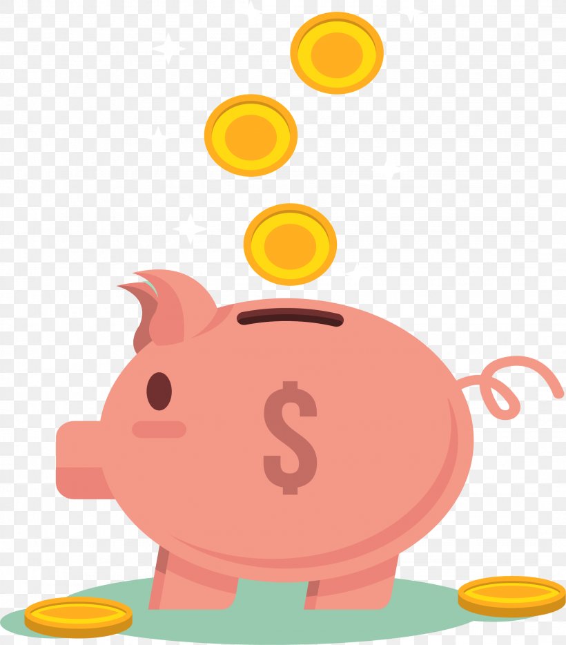 Domestic Pig Piggy Bank Euclidean Vector, PNG, 2157x2459px, Domestic Pig, Cartoon, Orange, Piggy Bank, Saving Download Free