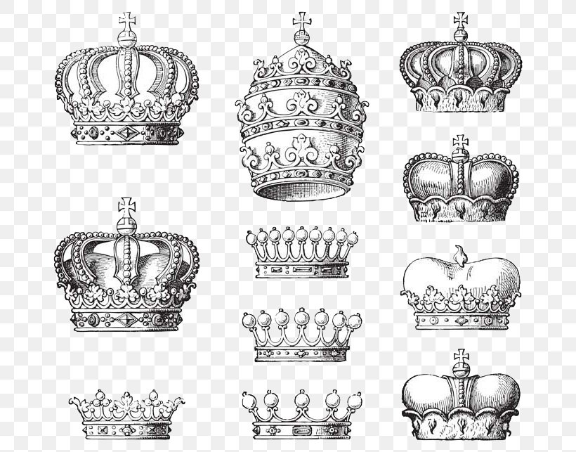 Crown Vintage Clip Art, PNG, 700x643px, Crown, Black And White, Body Jewelry, Brand, Candle Holder Download Free