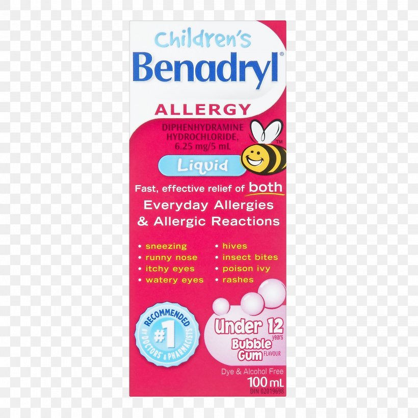 Benadryl Allergy Child Diphenhydramine Itch, PNG, 2828x2828px, Benadryl, Allergy, Antihistamine, Child, Cough Medicine Download Free