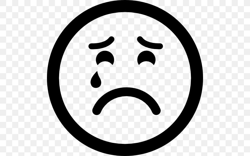 Emoticon Smiley Sadness Clip Art, PNG, 512x512px, Emoticon, Area, Black And White, Crying, Face Download Free